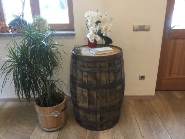 Fasstisch Whiskyfass als Stehtisch Eichenfass gebraucht Tischfass Holzfass rustikal